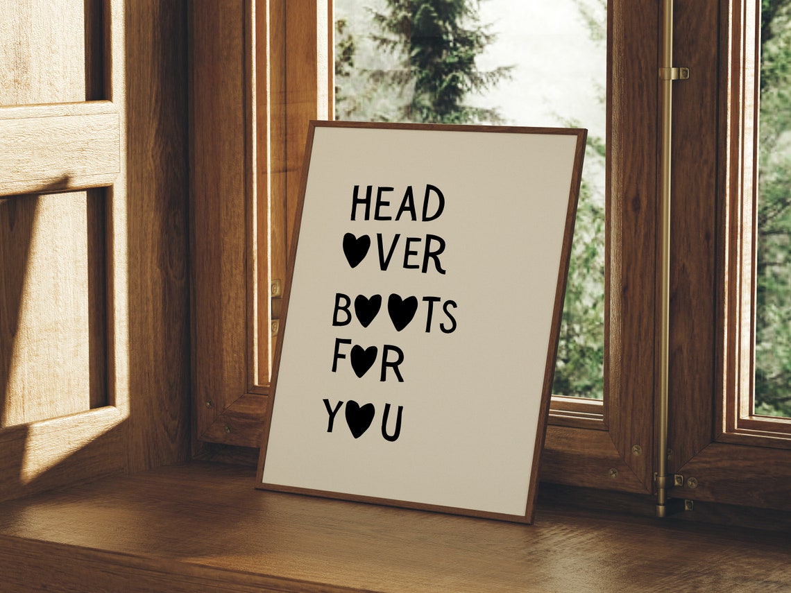 Head Over Boots for You Cowgirl Heart Western Love Quote Wall Art - Image 3