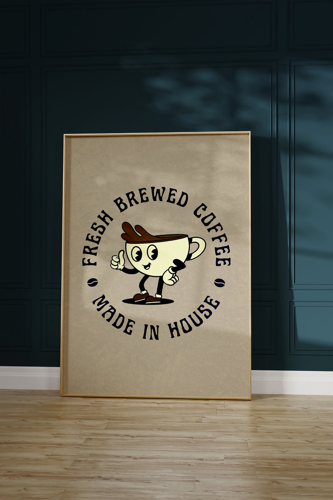 Fresh Brewed Coffee Made In House Retro Mascot Kitchen Art Poster - Image 2