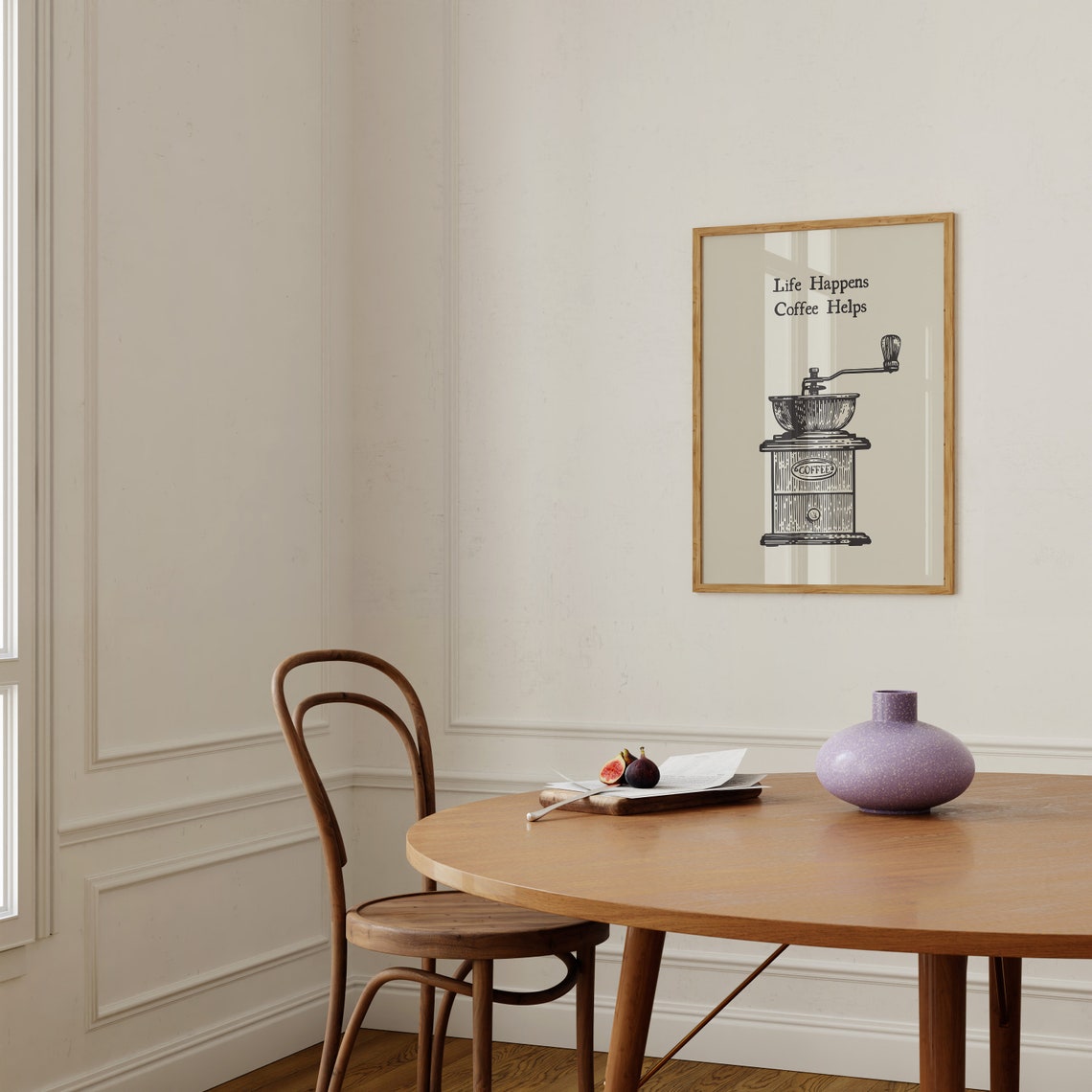 Life Happens Coffee Helps Vintage Hand Coffee Grinder Art Print - Image 2