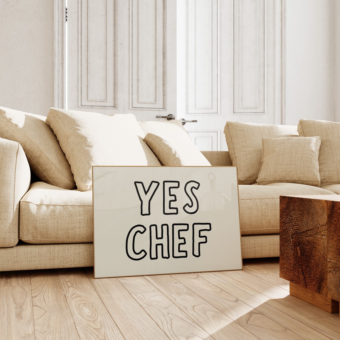 Yes Chef Print, Retro Typography Kitchen Poster - Image 2