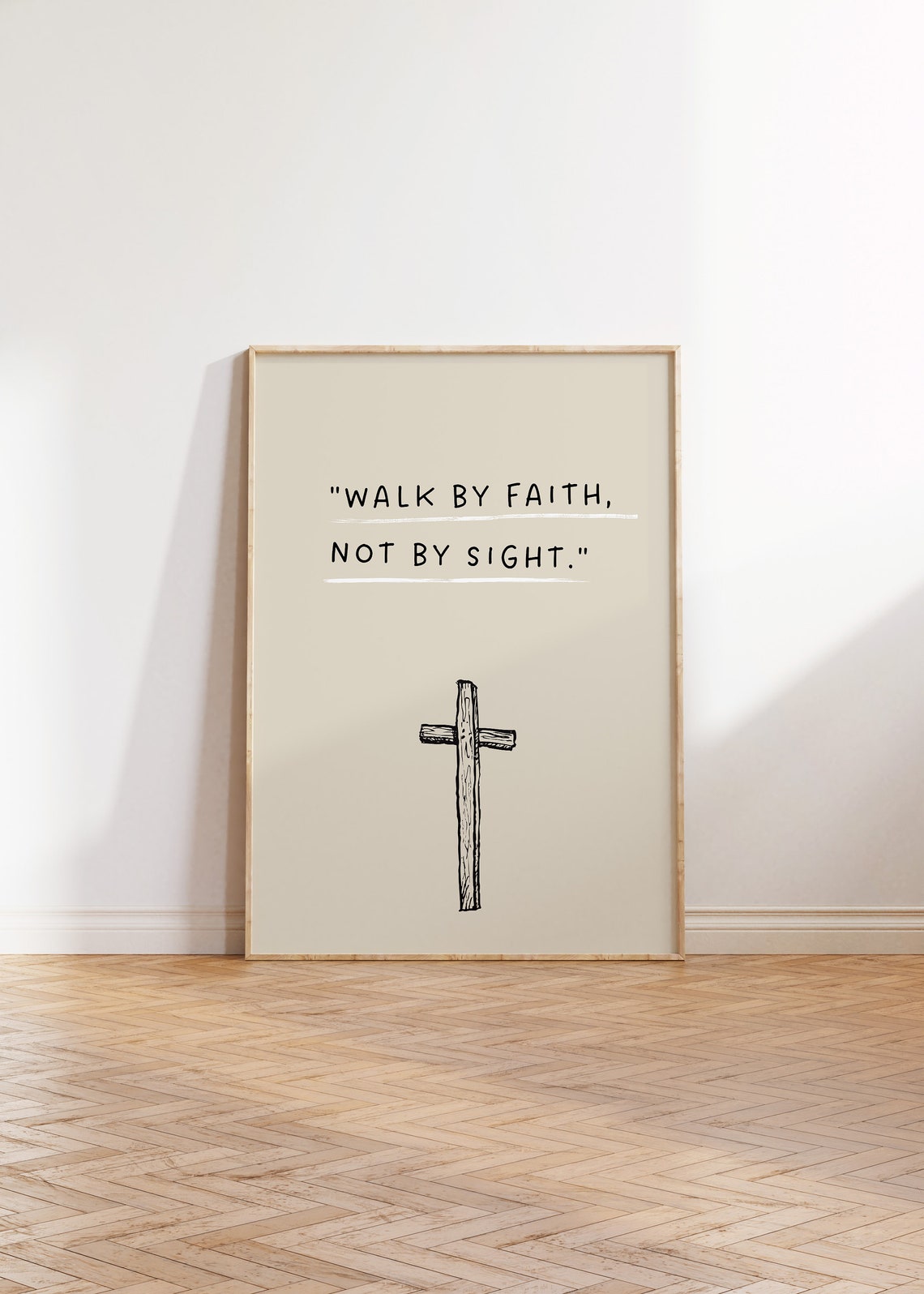 Walk by Faith Not by Sight Minimalist Christian Cross Quote Wall Art - Image 2