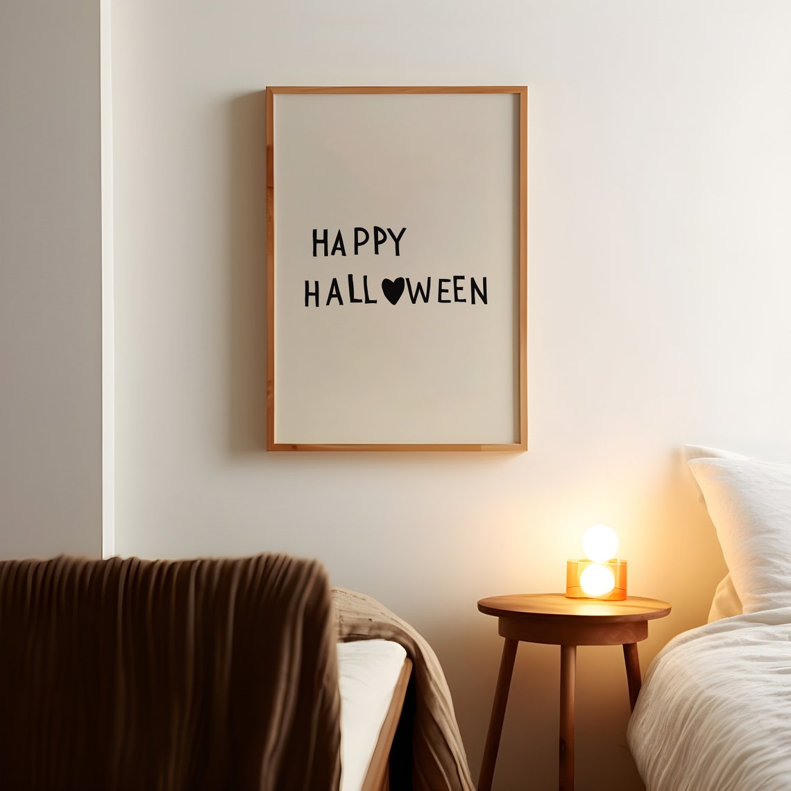 Happy Halloween Heart Lettering Minimalist Spooky Fall Poster - Image 3