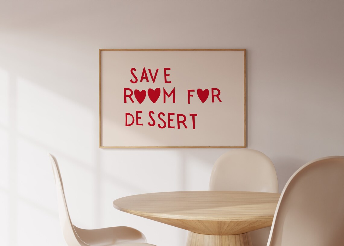 Funny Dessert Poster, Red Minimalist Kitchen Art Print - Image 3