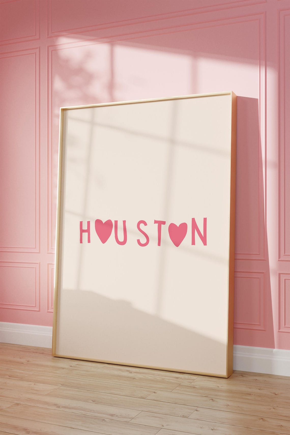 Cute Houston Texas Pink Heart Typography City Love Home Poster - Image 2