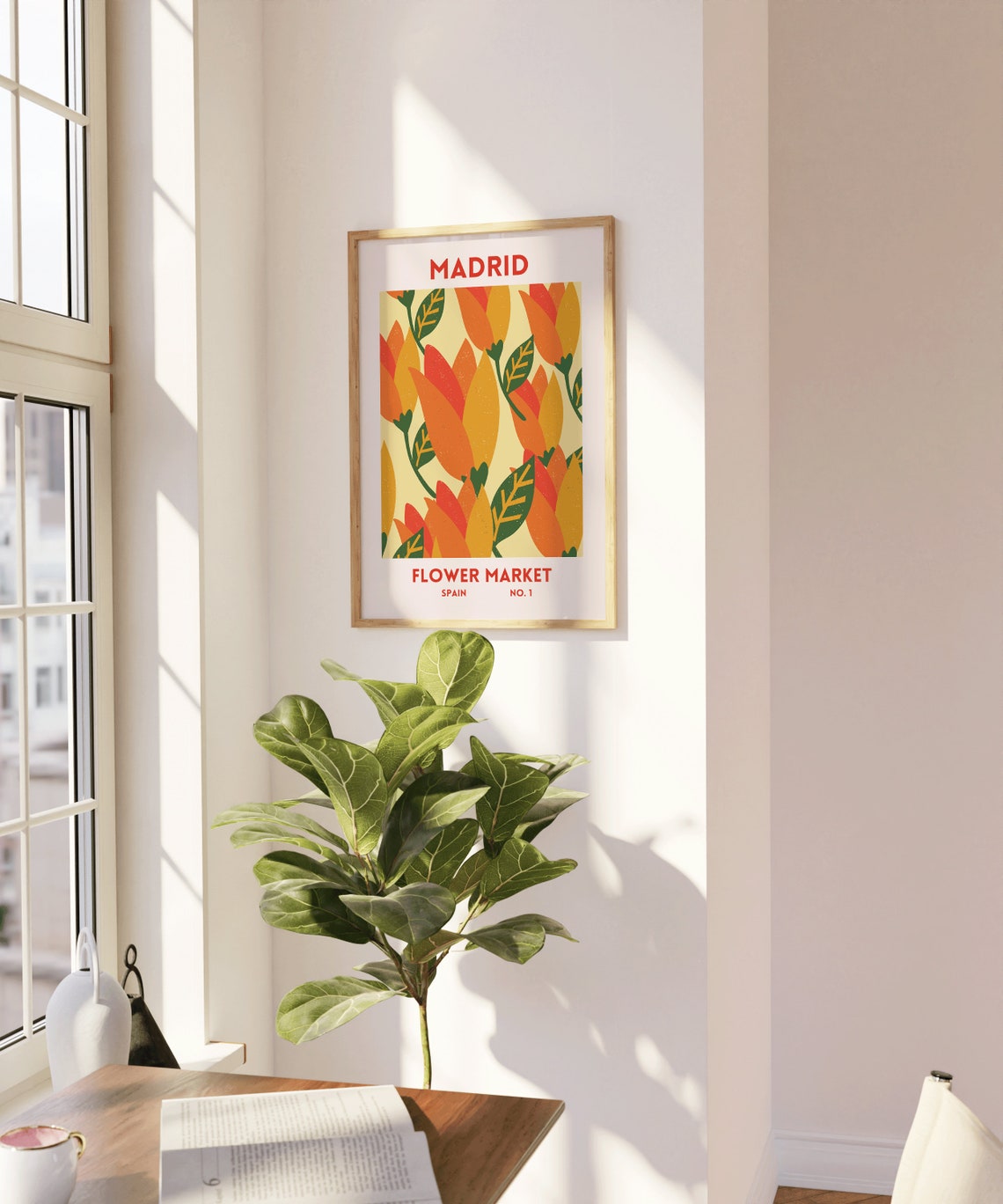 Madrid Spain Flower Market Number One Orange Blooms Botanical Poster - Image 3