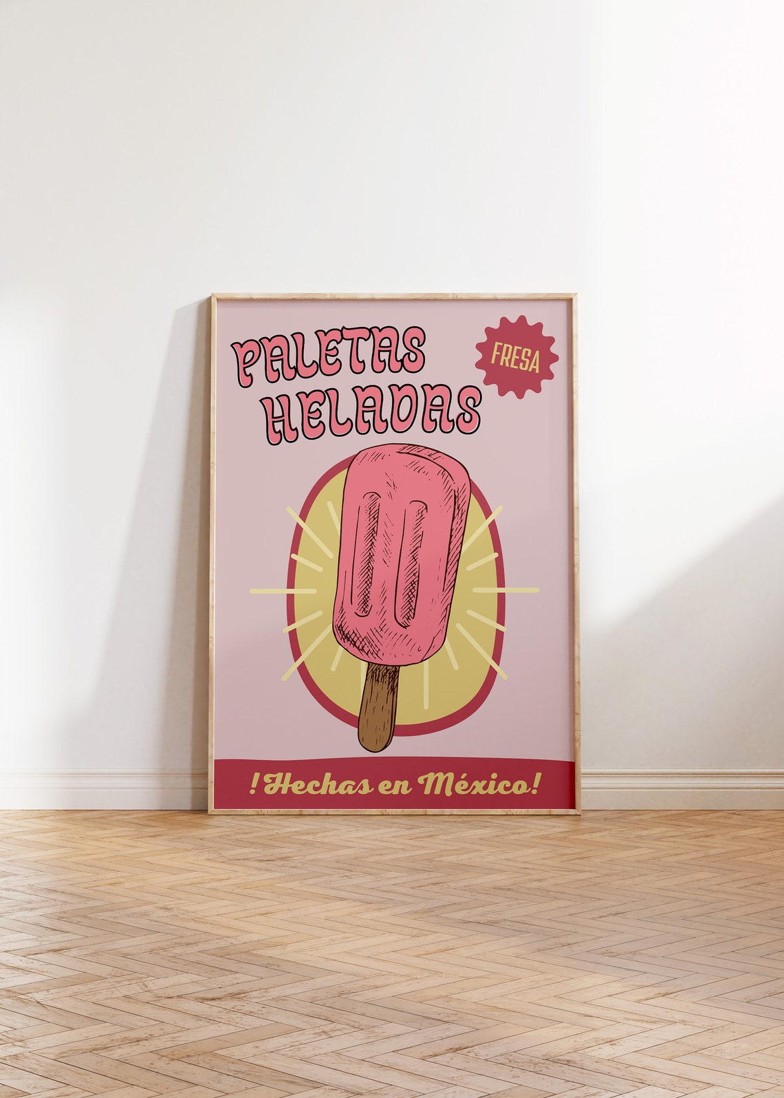 Paletas Heladas Fresa Retro Mexican Popsicle Kitchen Decor Poster - Image 4