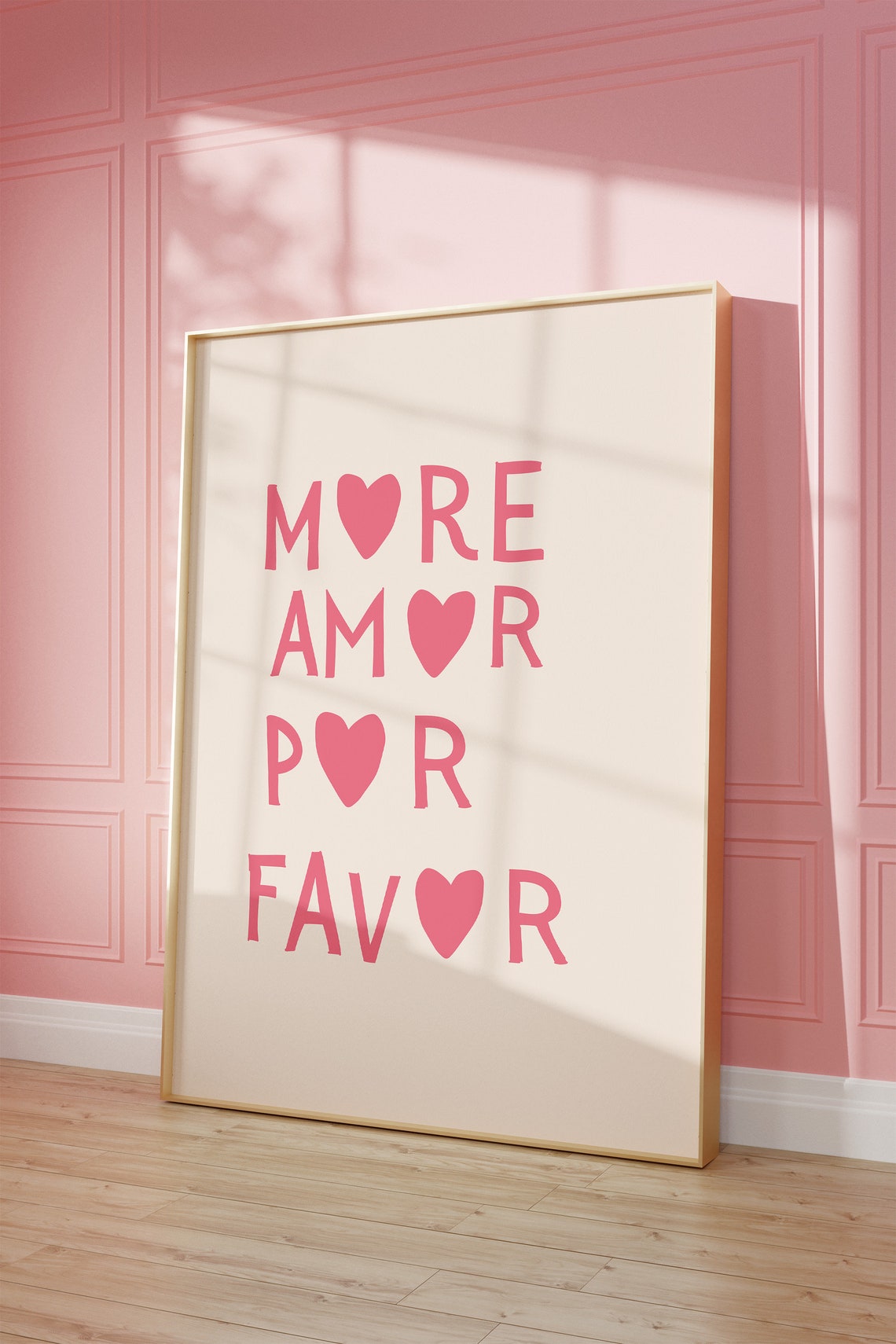 More Amor Por Favor Pink Heart Spanish Love Quote Art Poster - Image 3
