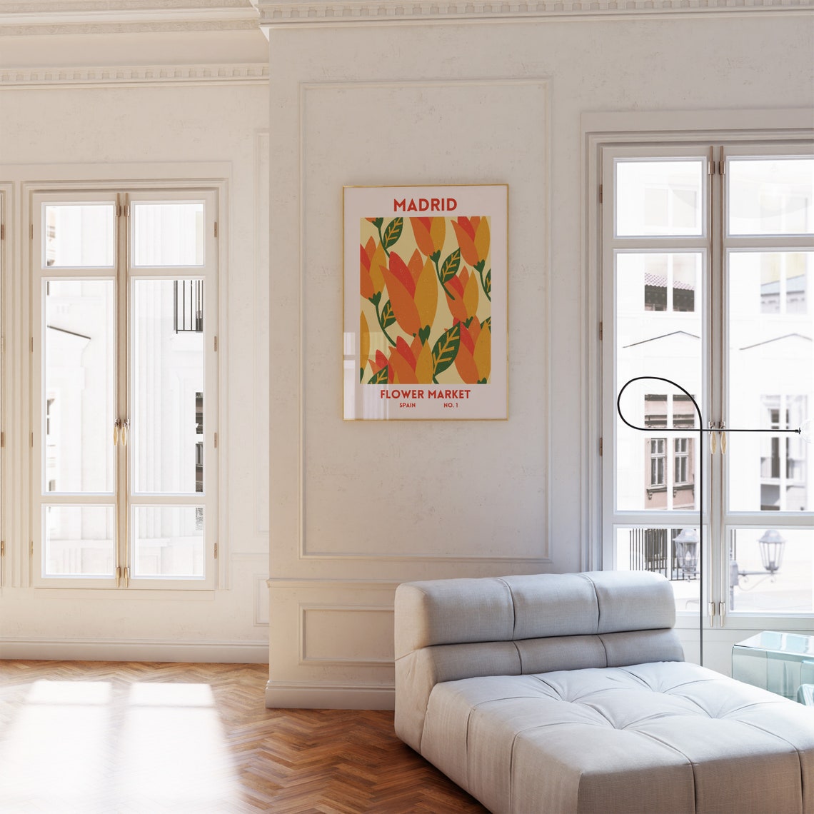 Madrid Spain Flower Market Number One Orange Blooms Botanical Poster - Image 2