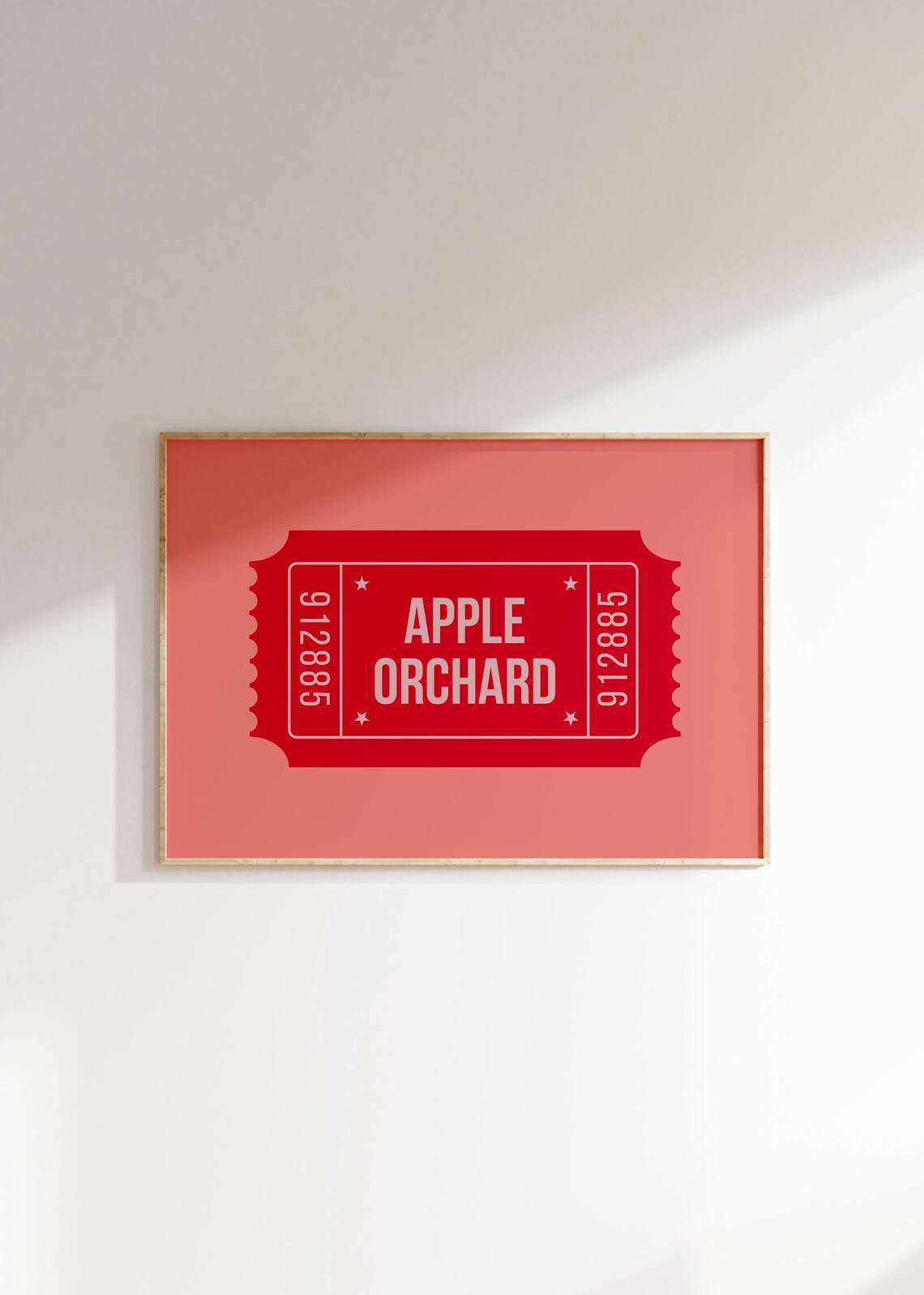 Apple Orchard Print Trendy Autumn Wall Art Ticket Stub Print Fall Aesthetic Decor Cute Apple Poster 1 Horizontal Print - Image 2