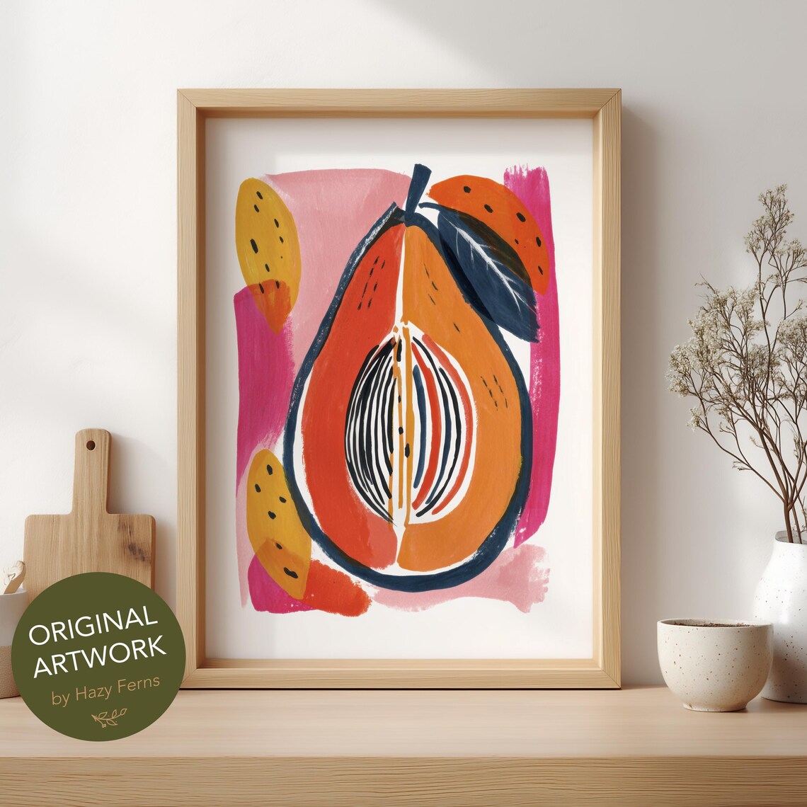 Whimsical Avocado Poster Print, Gouache Style