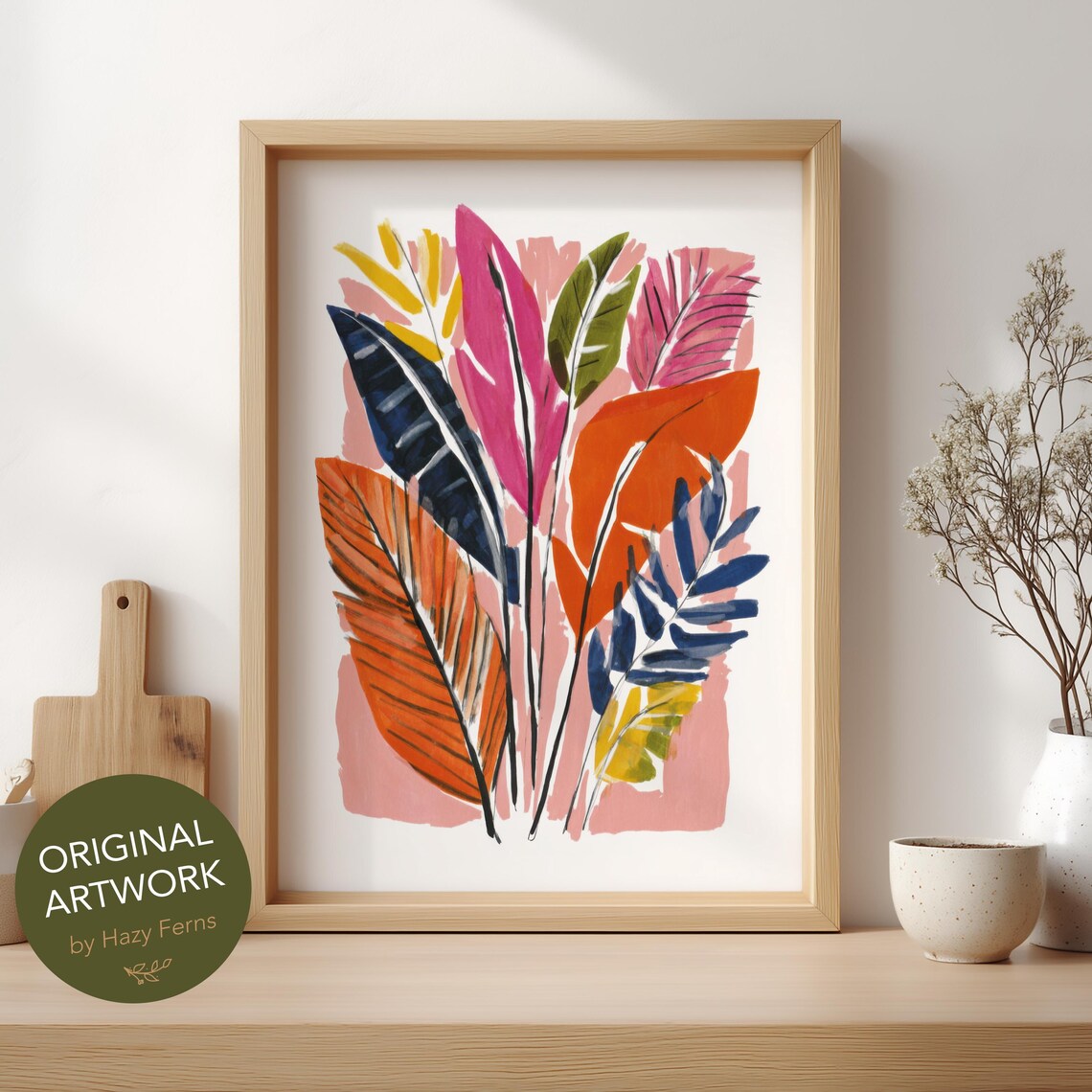 Lush Palm Leaves Art Print, Tropical Botanical