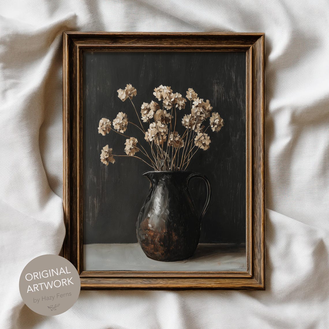 Dried Flowers In Jug Gothic Still Life Painting