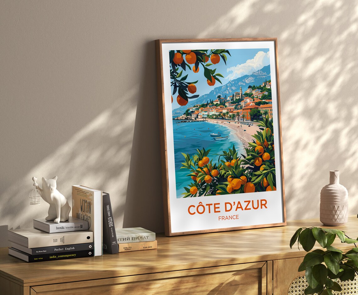Cote Dazur Travel Poster, Mediterranean Art Print - Image 4