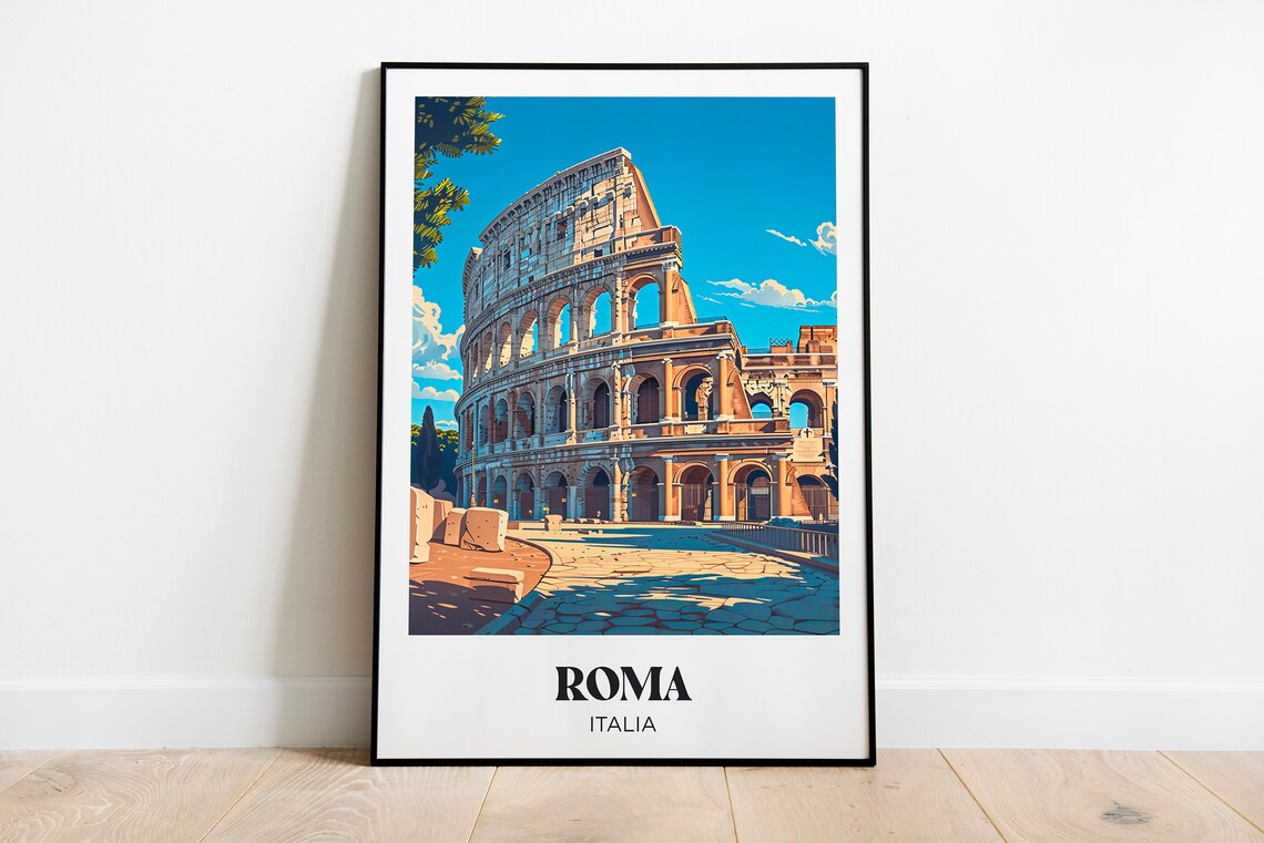 Rome Colosseum Illustration Travel Poster