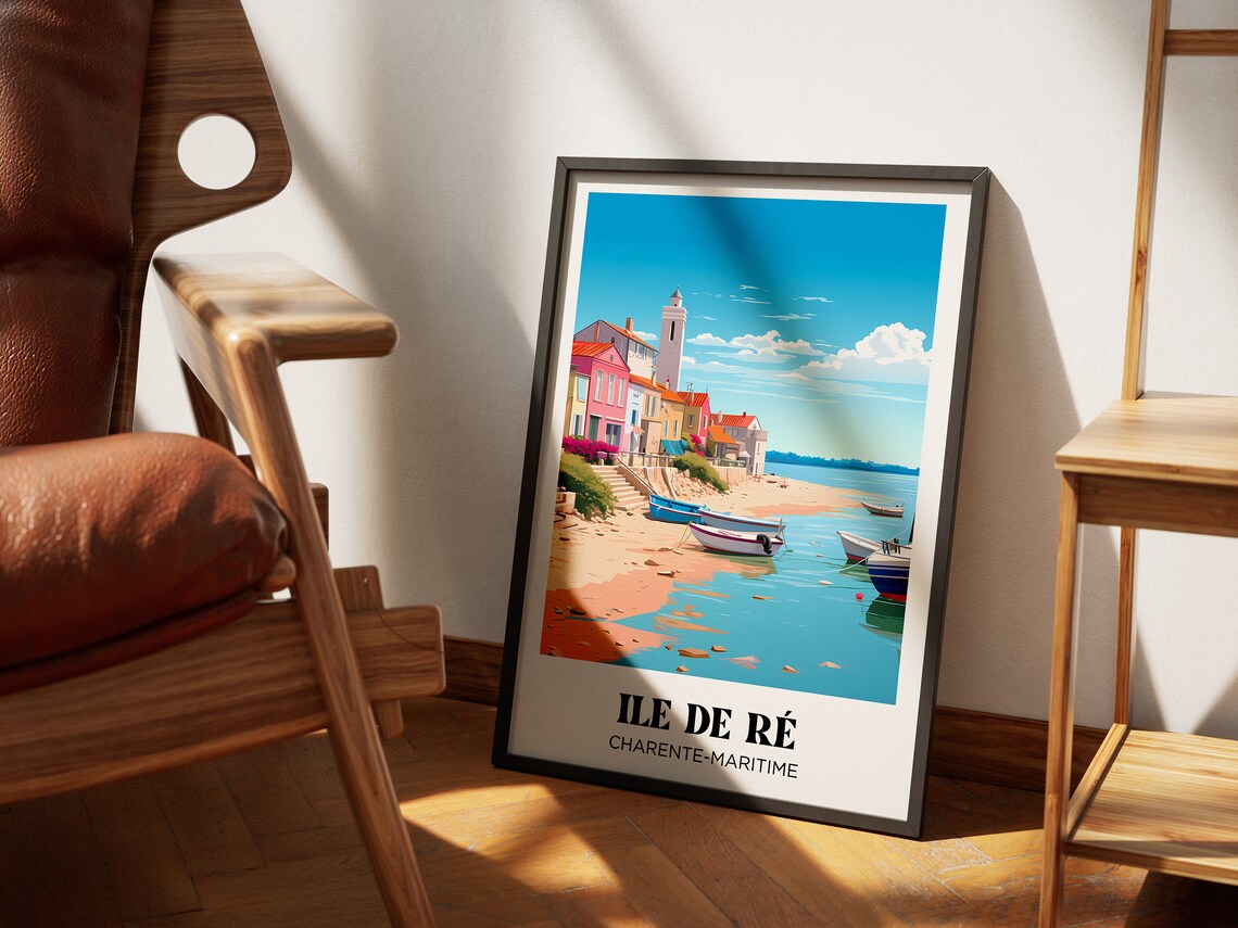 Ile de Re Charente Maritime Colorful Harbor Boats Travel Poster - Image 3