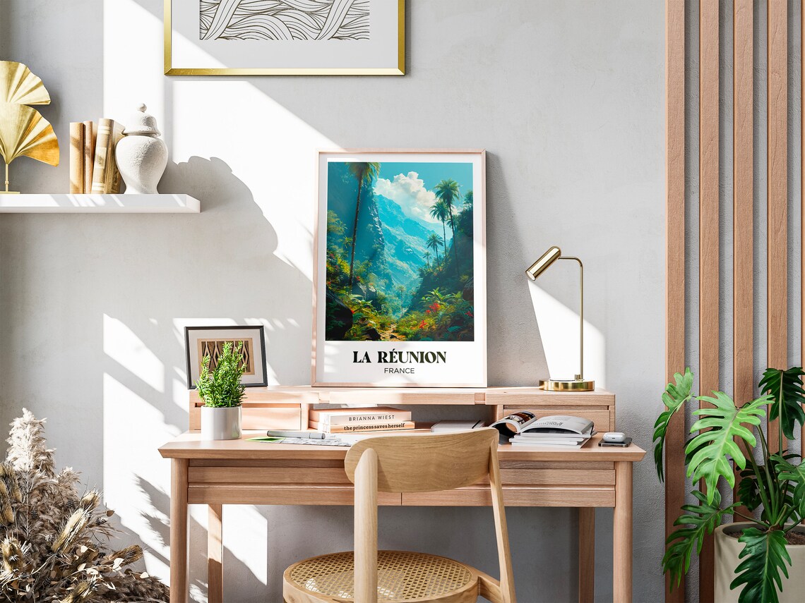 La Runion Travel Poster, Tropical Watercolor Art Print - Image 2