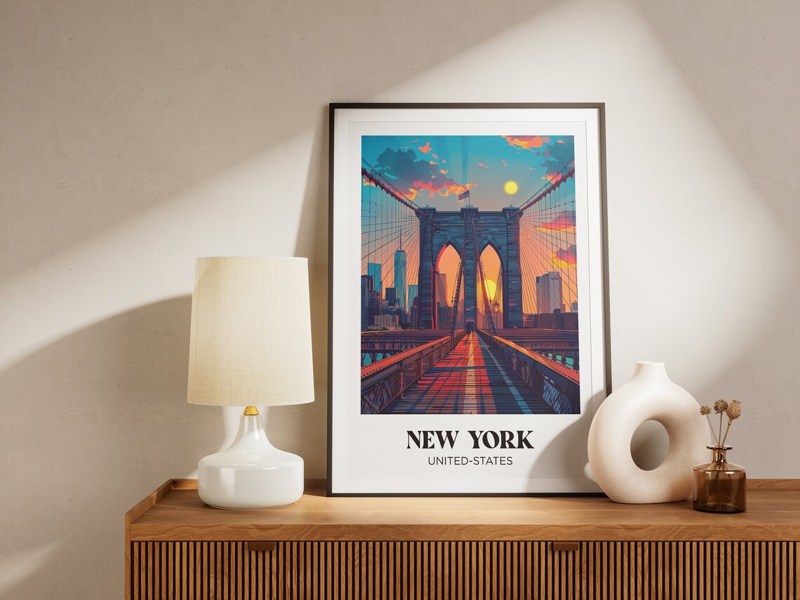 New York City Travel Poster, Retro Watercolor Art Print - Image 3