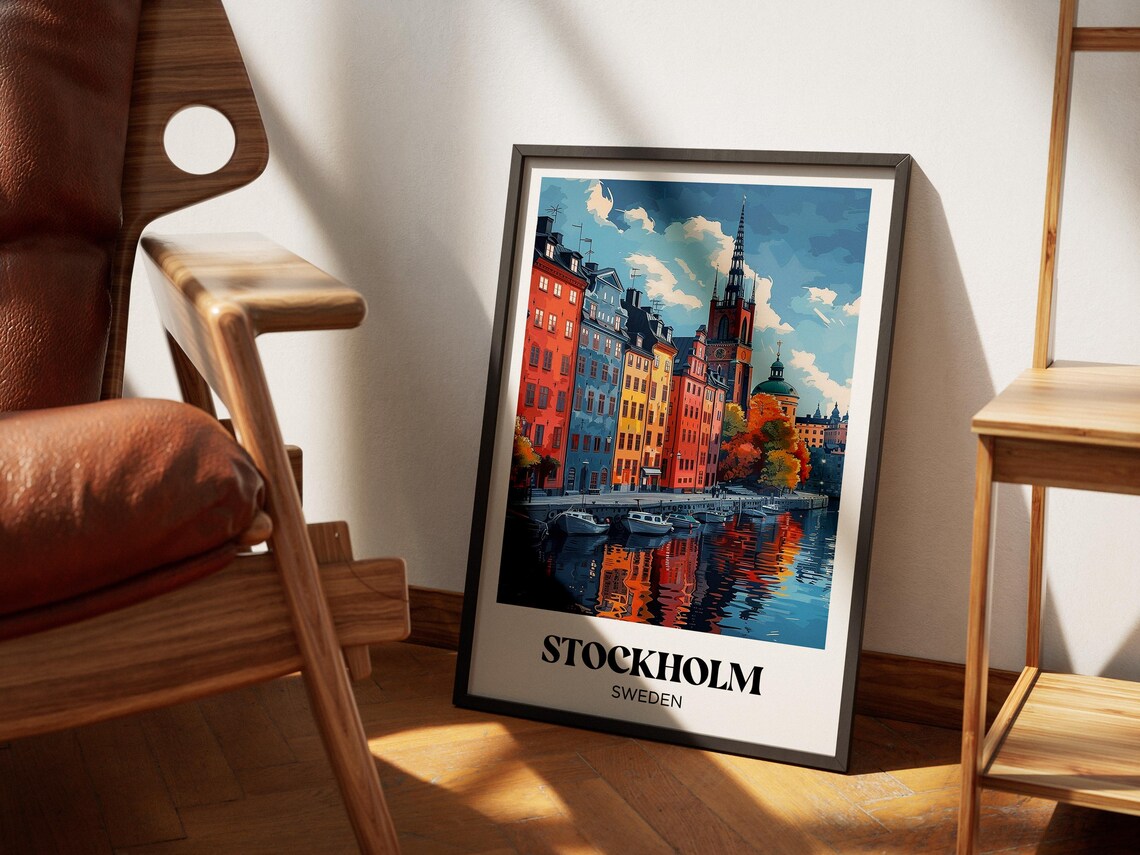 Stockholm Travel Poster, Architecture Landscape Print - Image 2