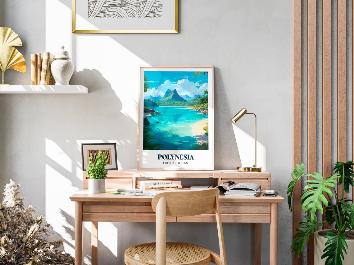 Tahiti Pacific Ocean Travel Poster French Polynesia Wall Art Print Tahiti Painting Illustration Tahiti Watercolor Home Decor - Image 2