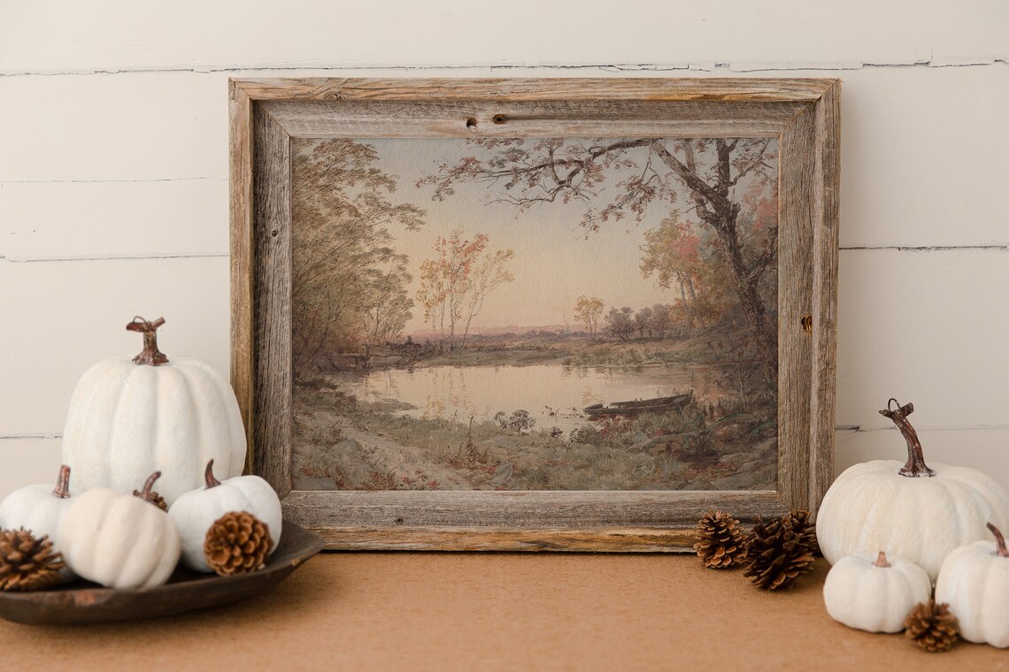 Autumn Lake Landscape, Rustic Fall Decor Art Print - Image 2