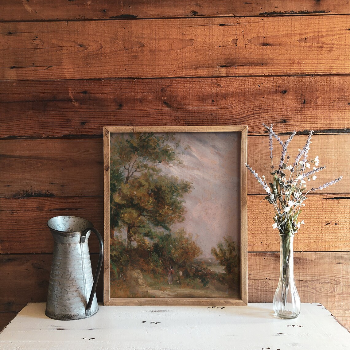 Vintage Vertical Landscape Painting, Cottage Decor Art Print - Image 2