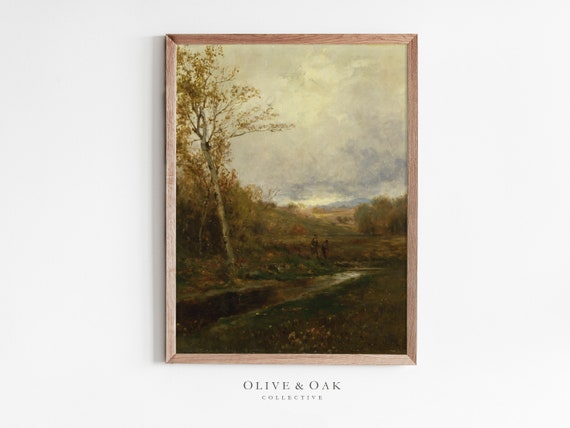 Autumn Landscape Painting, Vintage Country Art Print