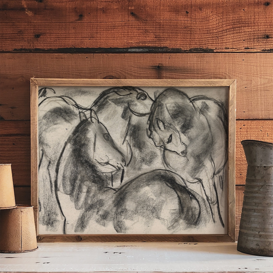 Antique Horse Charcoal Drawing, Modern Wall Art Print - Image 4