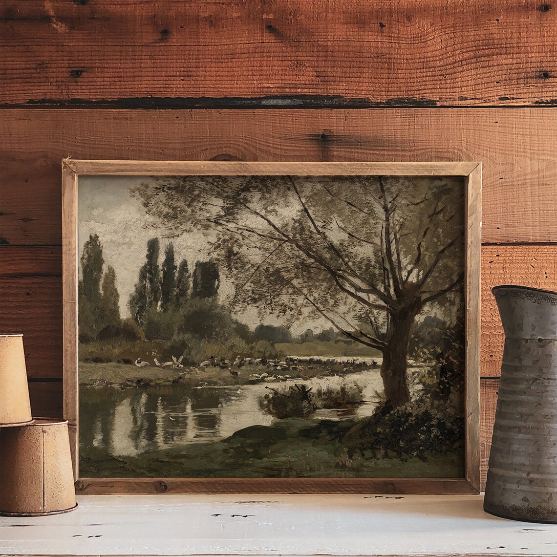 Earth Tone Vintage Landscape Painting, Cottagecore Art Print - Image 3