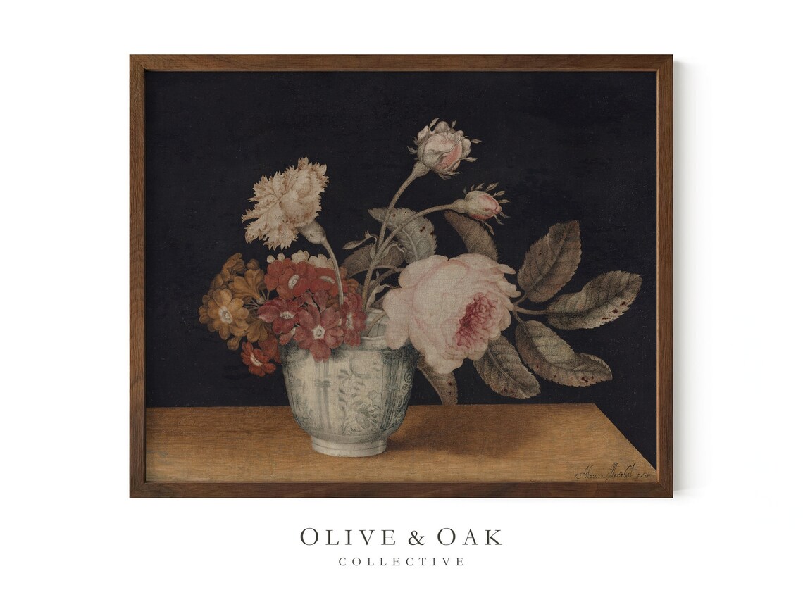 Moody Floral Painting, Vintage Botanical Art Print - Image 4