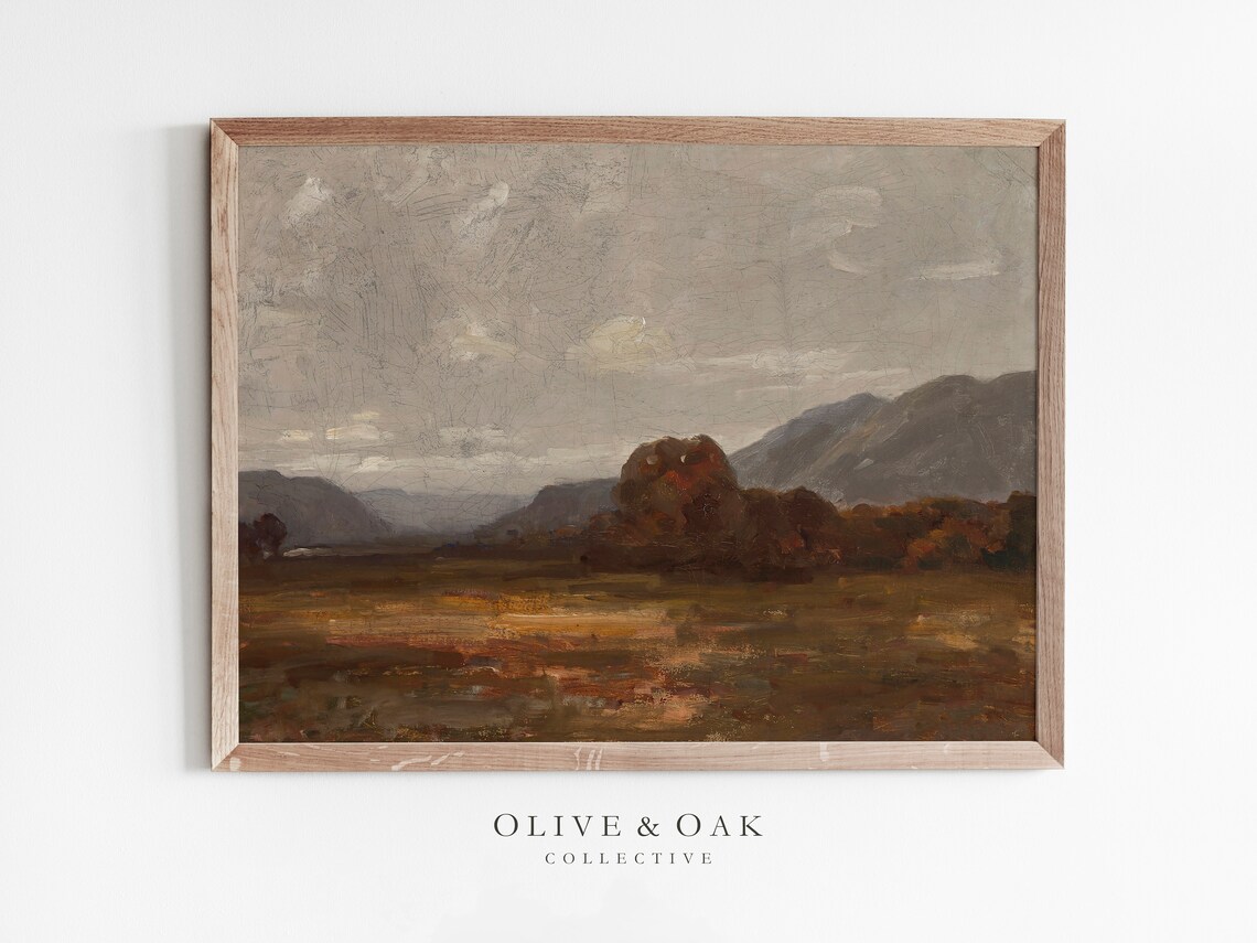 Fall Landscape Painting, Moody Fall Decor