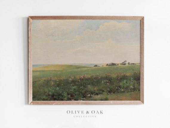 Meadow Landscape, French Country Farmhouse Art Print