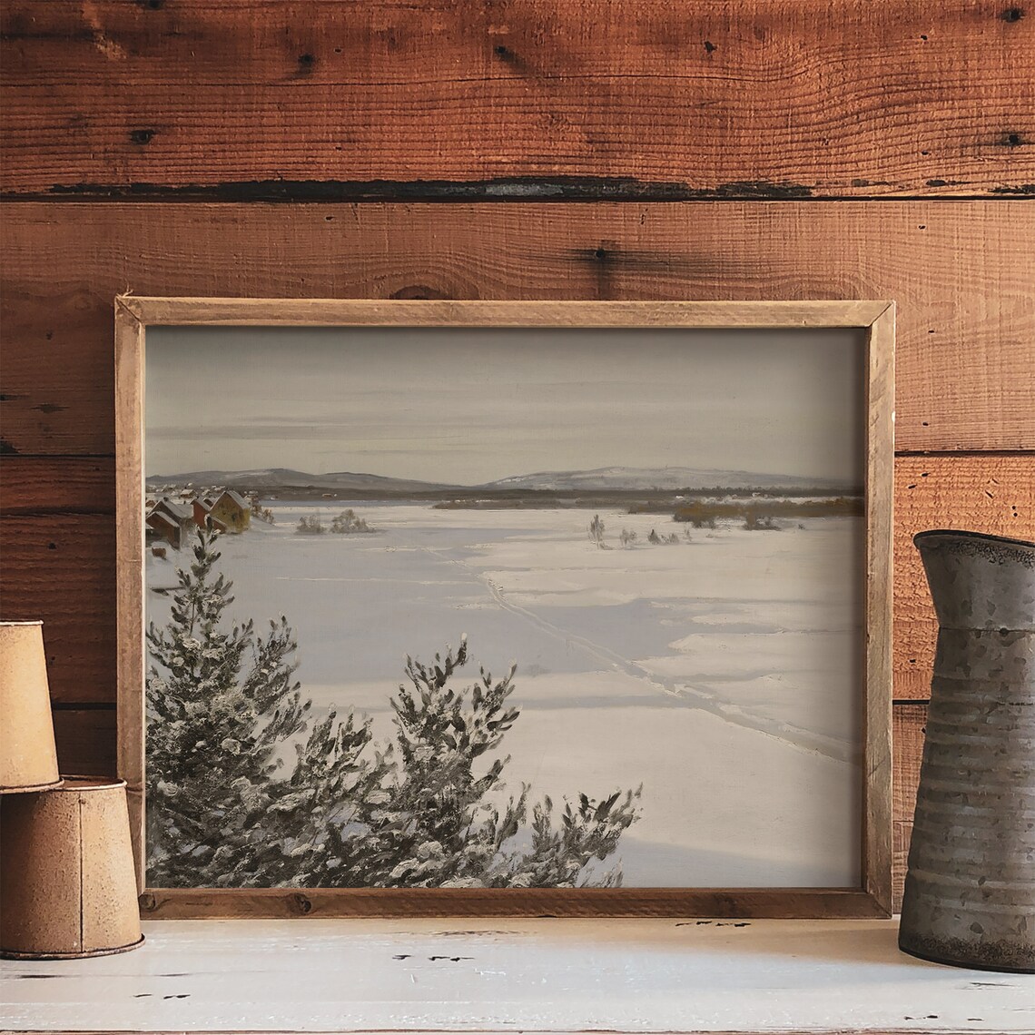 Winter Landscape Painting, Cozy Core Decor Art Print - Image 2