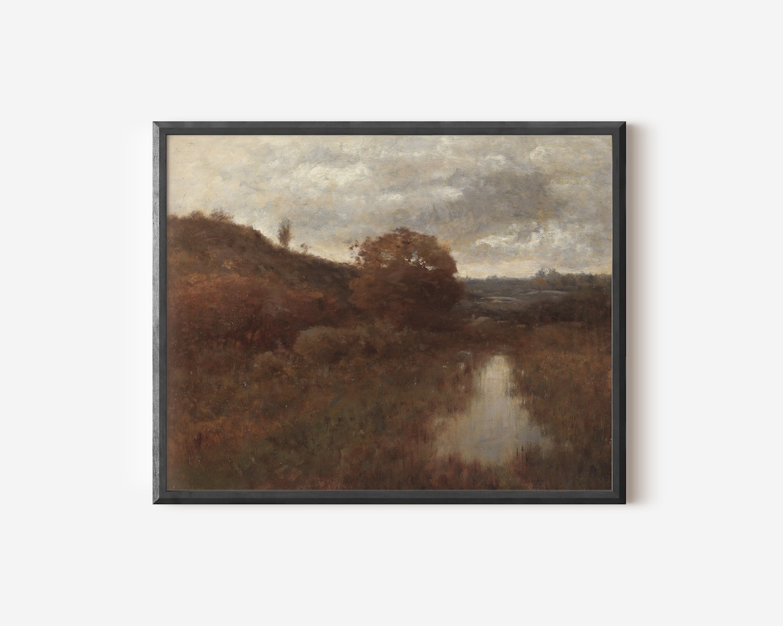 Moody Autumn Vintage Fall Painting, Wall Art Print - Image 2