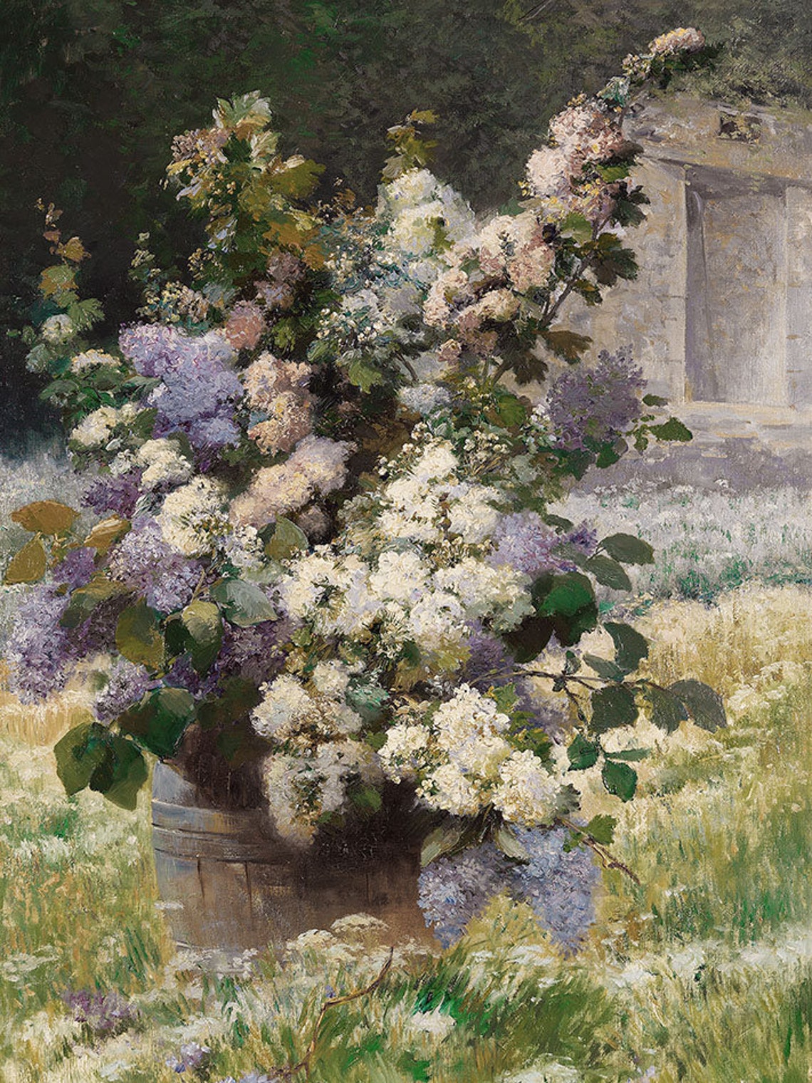 Vintage Lilac Bouquet Floral Painting Art Print - Image 4