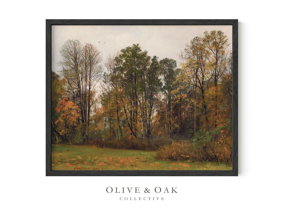 Vintage Fall Landscape Painting, Autumn Scene - Image 3