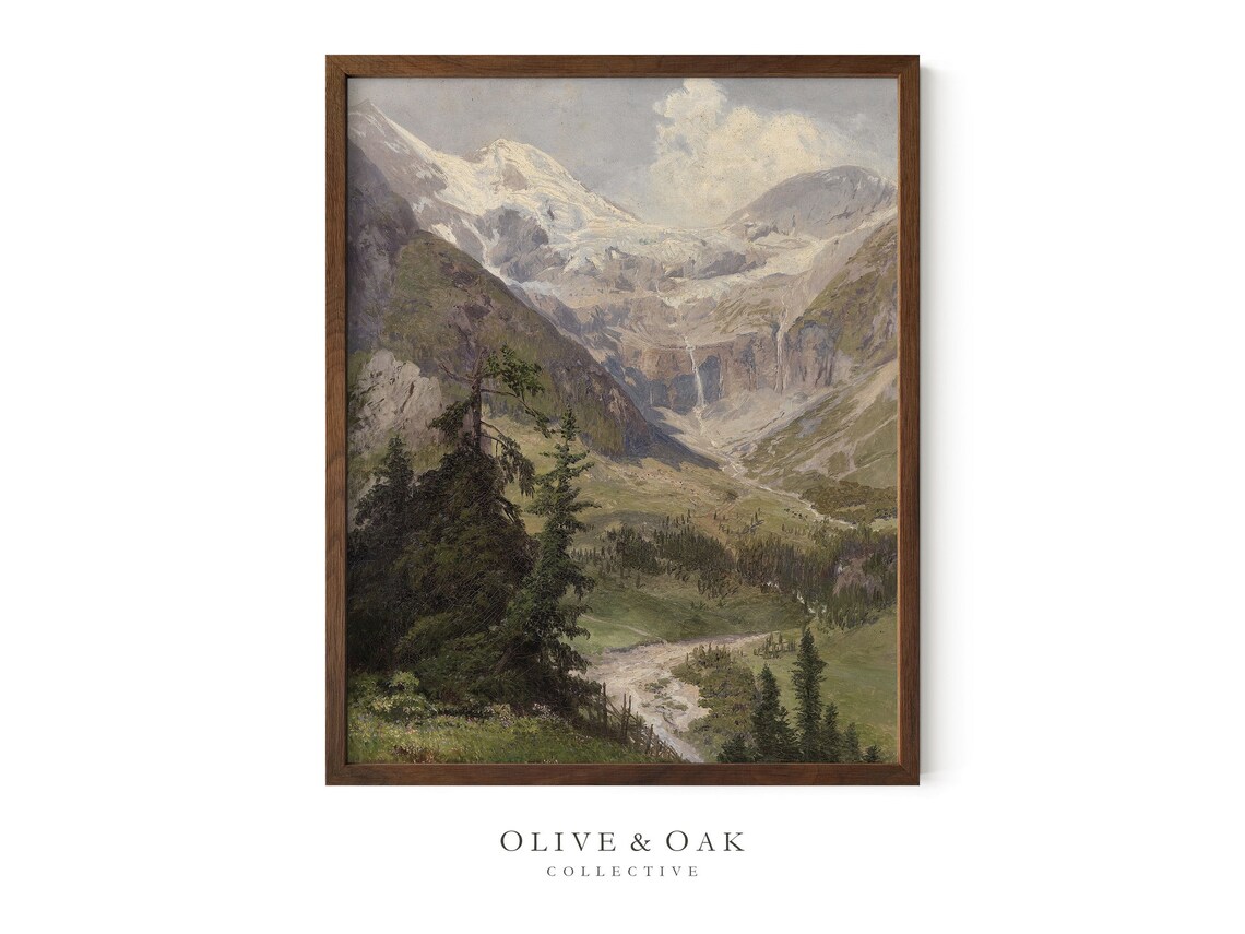 Rustic Mountain Landscape, Vintage Nature Art Print - Image 4