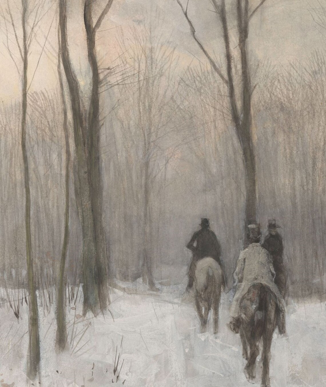 Vintage Winter Landscape Art Print, Snowy Countryside - Image 3