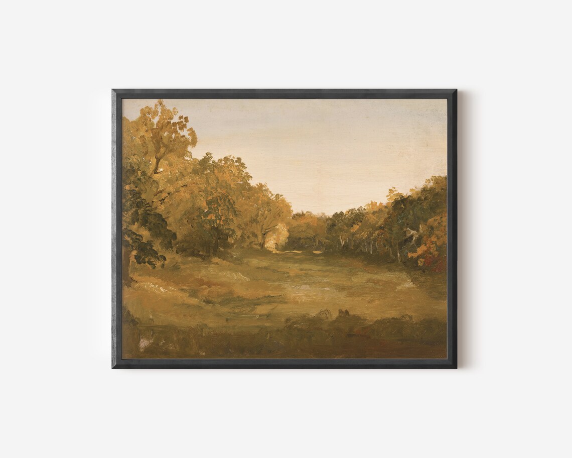 Muted Landscape Painting, Antique Autumn Art Print - Image 2