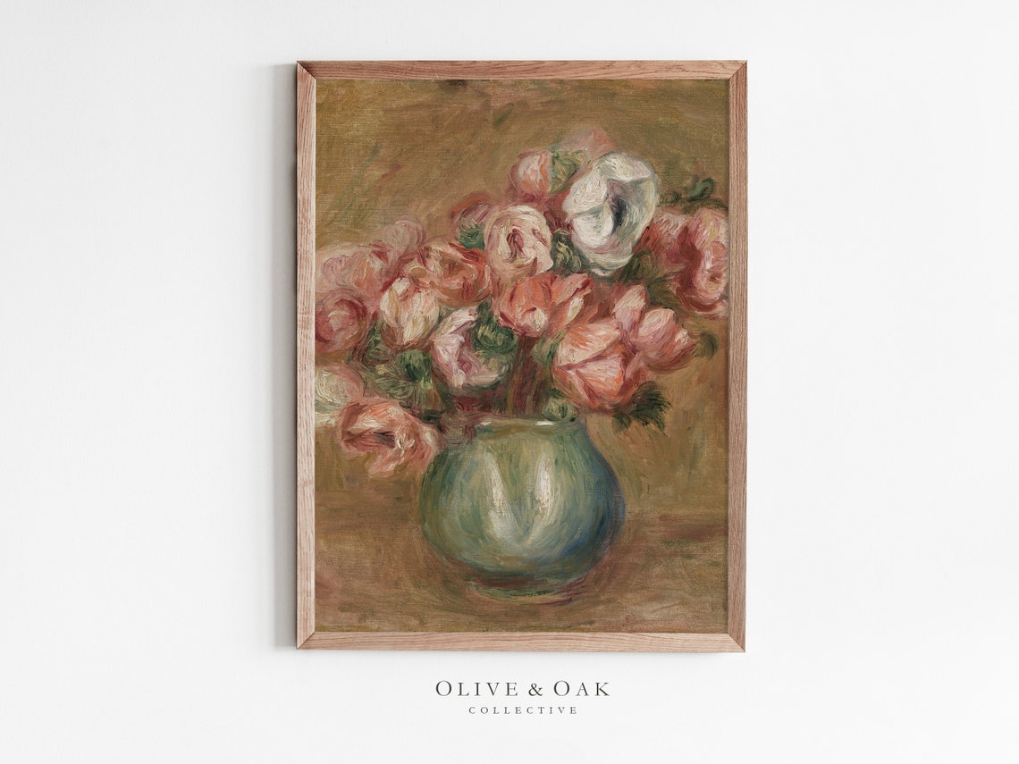 Vintage Roses Oil Painting, French Country Art Print