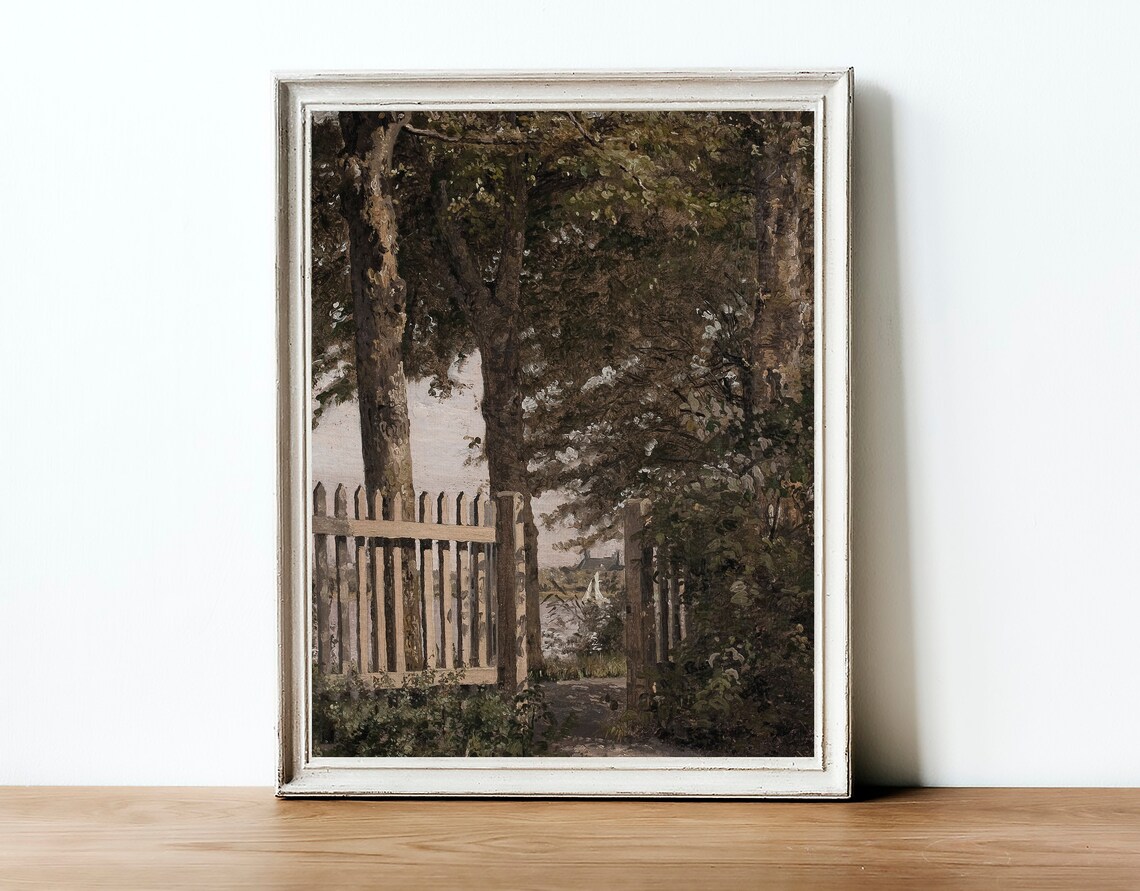 Vintage Tree Landscape Painting, European Decor - Image 2