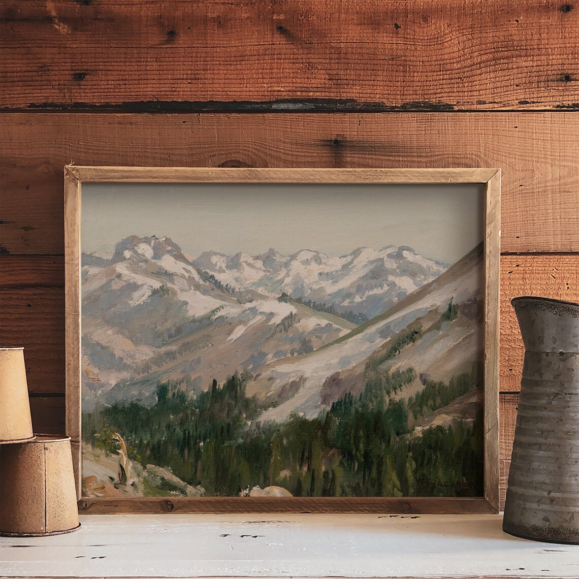 Mountain Landscape Rustic Nursery Cabin Art Print - Image 4
