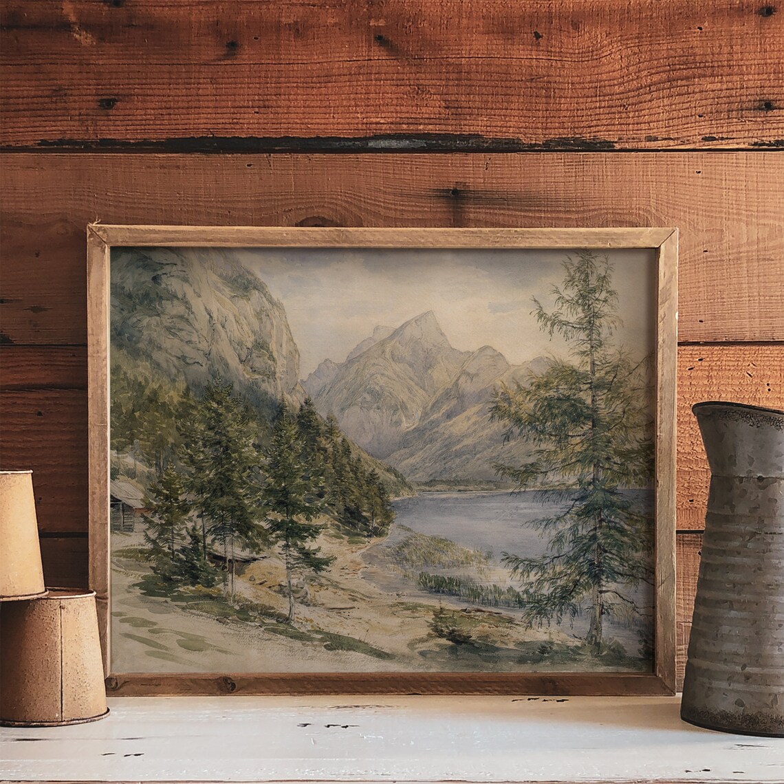 Rustic Cabin Painting, Mountain Landscape Art Print - Image 4