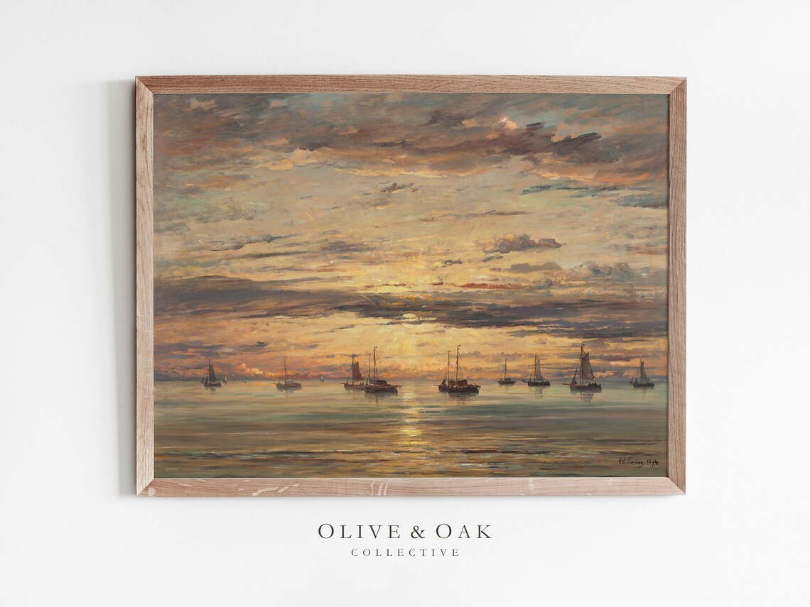 Antique Seascape Vintage Ocean Painting Art Print