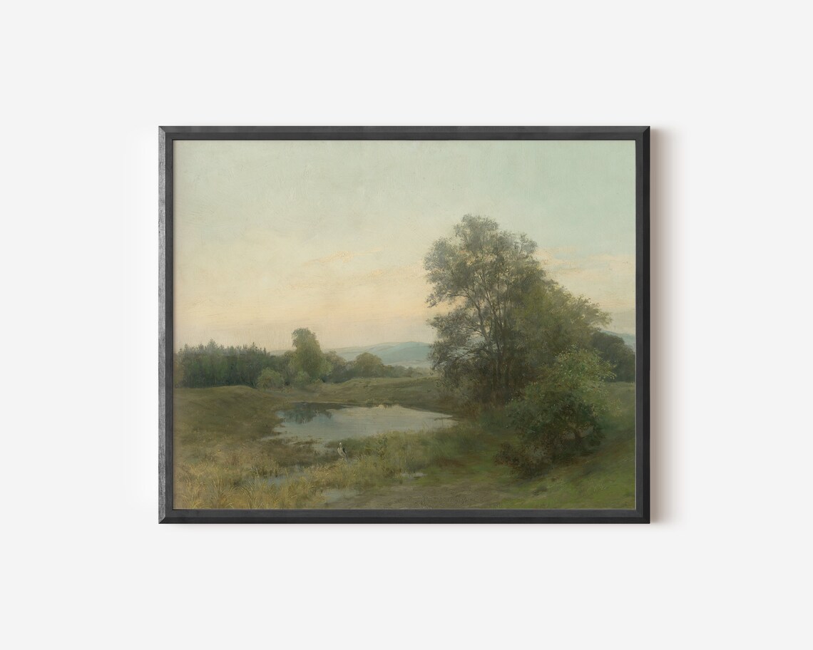 Vintage Landscape Oil Painting, Farmhouse Art Print - Image 2