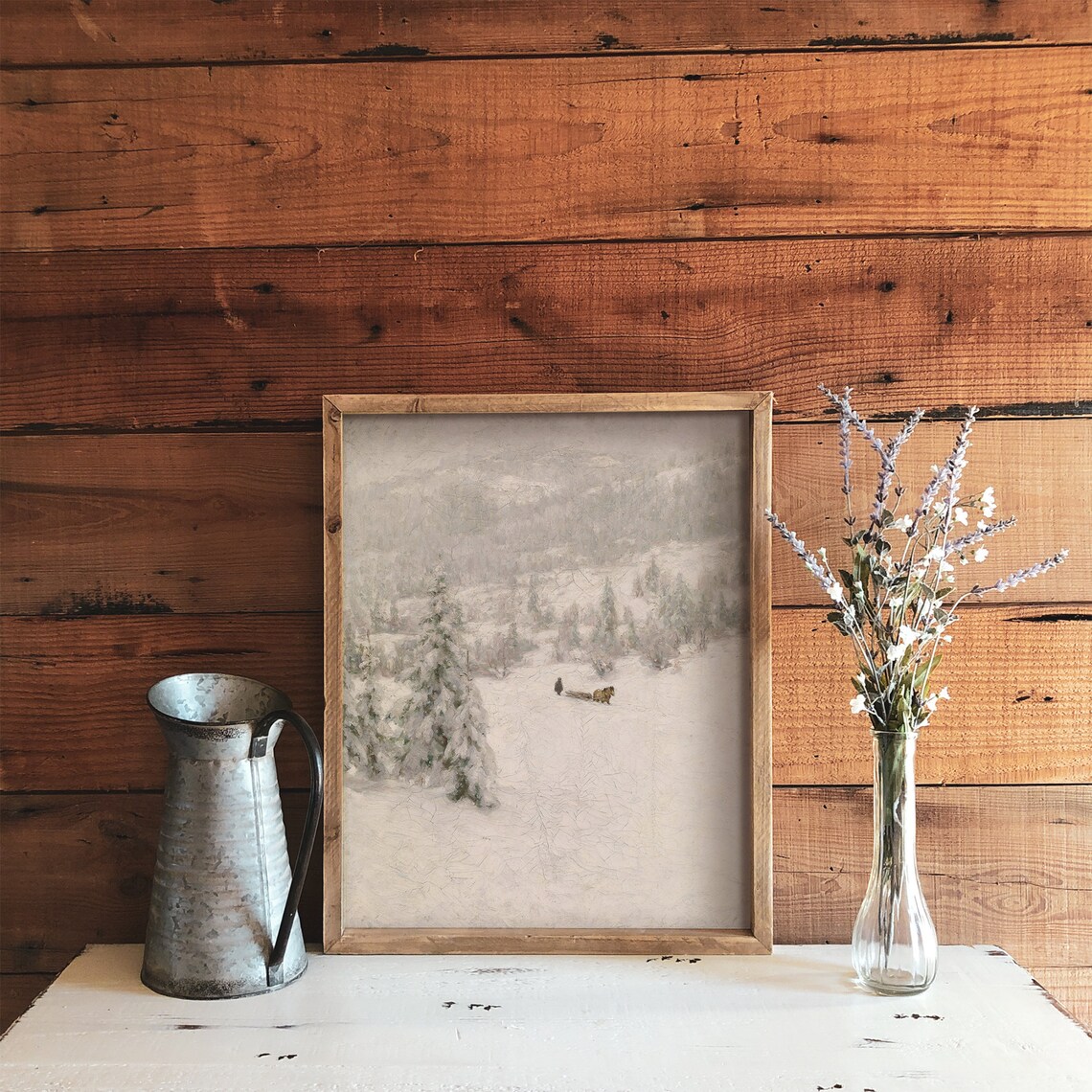 Vintage Winter Country Snow Landscape, Art Print - Image 2