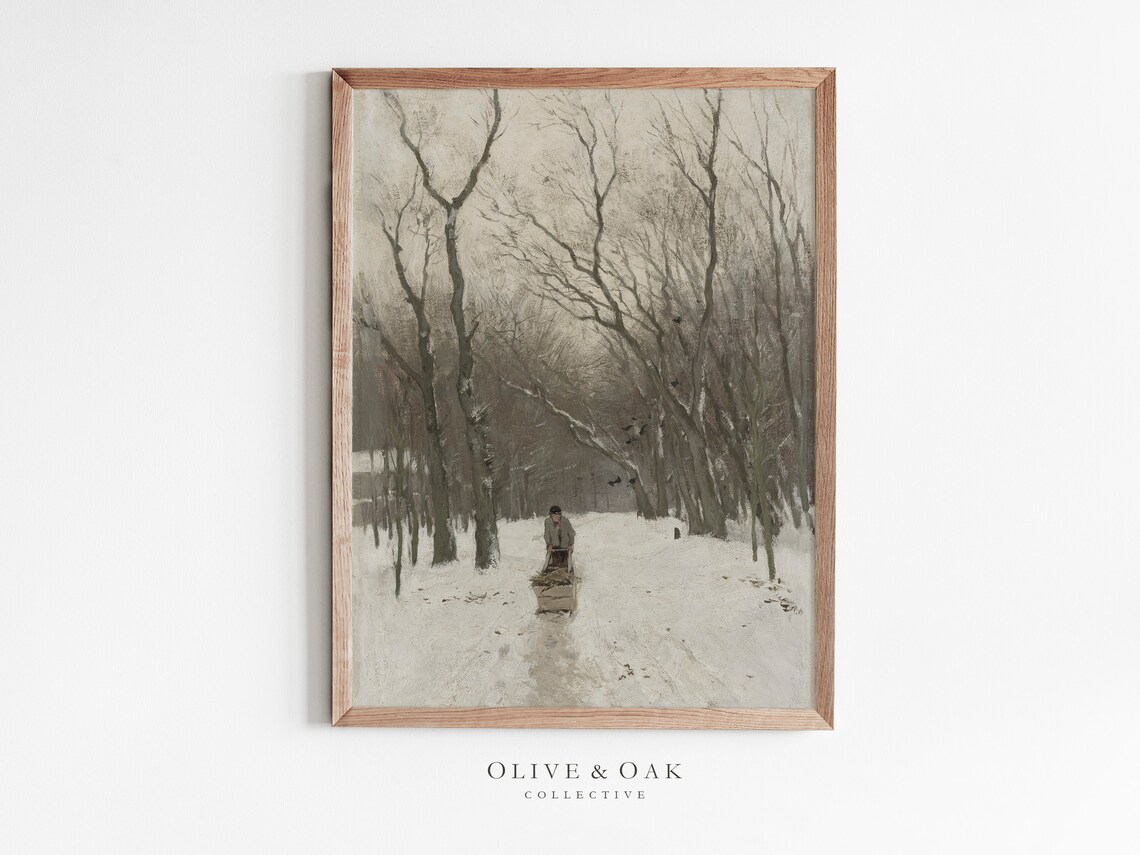 Winter Landscape - Vintage Farmhouse Art