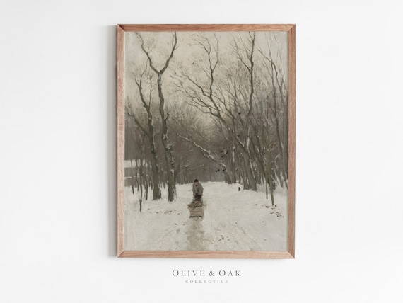 Winter Landscape - Vintage Farmhouse Art