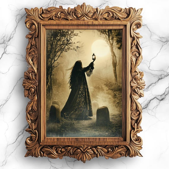 Antique Witch Ritual Moon Magic Vintage Poster