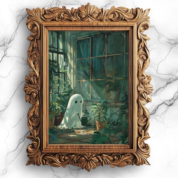 Gardening Oil Painting Wall Art Halloween Decor Cute Spooky Print Charming Home Bbg11