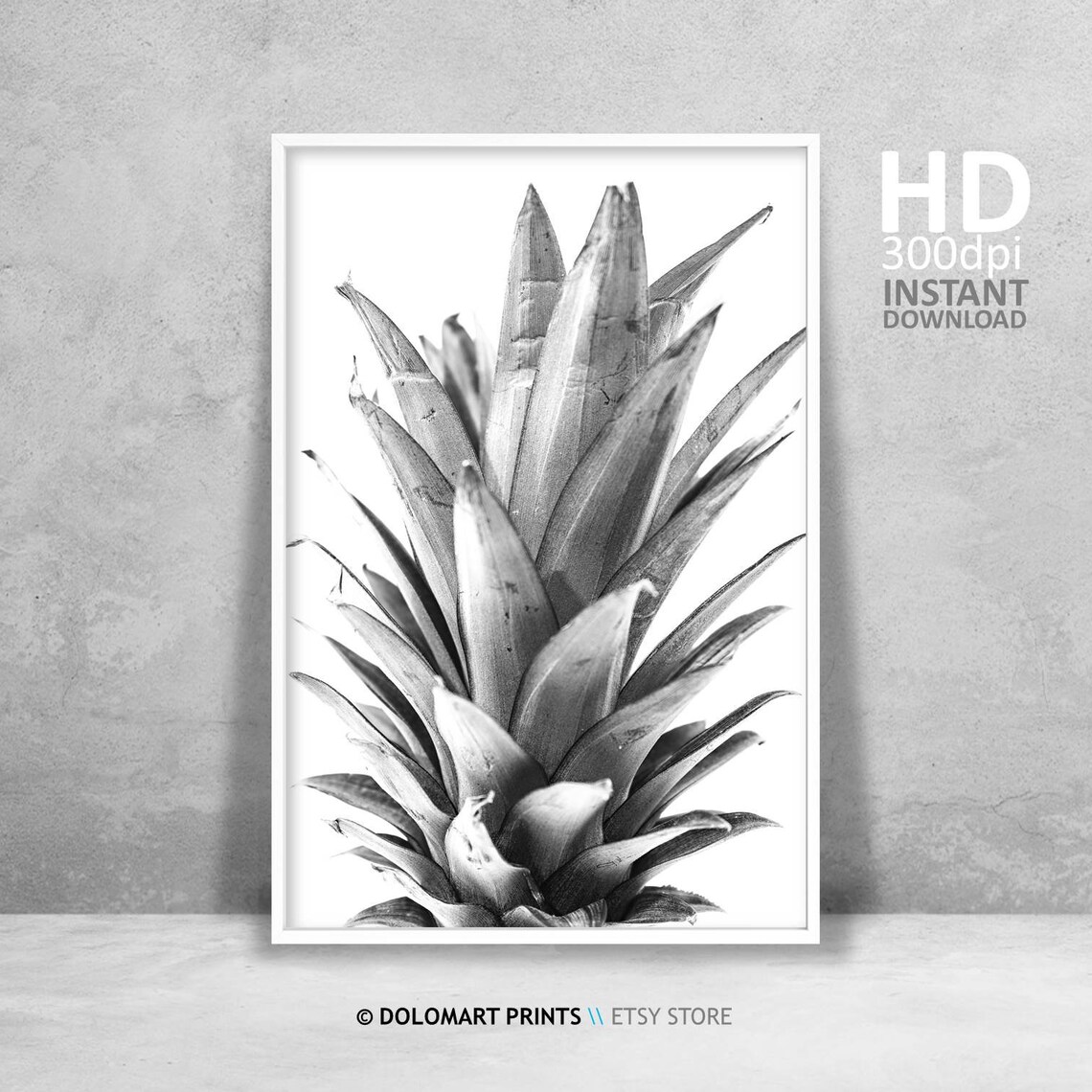 Botanical Print Ananas Print Minimal Botanical Print Modern Botanical Wall Art Tropical Leaf Print Black And White Leaf Print Art Decor